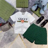 Gucci6515 Thời Trang Mùa Hè Phong Cách Mới Trẻ Em Nam Nữ Lớn Bé Áo Thun Ngắn Tay Hai Mảnh Quần Short