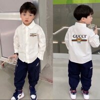 Gucci6515 Xuân Thu Phong Cách Mới Trẻ Em Áo Sơ Mi Dài Tay Bé Trai Bé Gái Áo Sơ Mi Trẻ Em Áo Sơ Mi