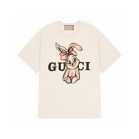Gucci9562 Mùa Hè Nam Nữ Dáng Rộng Cổ Tròn Tay Ngắn Cặp Đôi Áo Thun