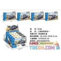 GUDI 8720  TỔ HỢP 4 XE TĂNG IV-H CỦA ĐỨC TRONG THẾ CHIẾN II HỔ TẤN CÔNG PHÁO TỰ HÀNH WASP TIGER PANTHER bộ đồ chơi xếp lắp ráp ghép mô hình Transformers Robot Đại Chiến Người Máy Biến Hình 836 khối