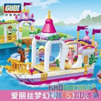 GUDI 9017 non Lego CÔNG CHÚA ALICE GIẤC MƠ bộ đồ chơi xếp lắp ráp ghép mô hình Alice Princess ALICE'S FANTASY BOAT 510 khối