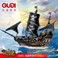 GUDI 9115 50401  TÀU CƯỚP BIỂN NGỌC TRAI ĐEN HUYỀN THOẠI bộ đồ chơi xếp lắp ráp ghép mô hình Pirates Of The Caribbean LEGEND OF PIRATES BLACK PEARL Cướp Biển Vùng Caribe 652 khối