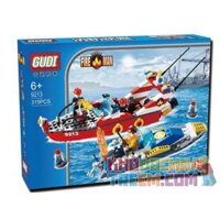 GUDI 9213  XUỒNG CỨU HỎA CHỮA CHÁY CANO bộ đồ chơi xếp lắp ráp ghép mô hình City FIREMAN THE WATER SPRAY BOAT Thành Phố 315 khối