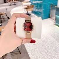 Guess Mặt Vuông Đỏ |Nữ Giới |Dây Mesh Lưới Vàng Gold |Máy Pin (Quartz) |Size 32mm