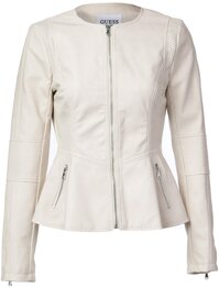 GUESS womens Guess Ladies Peplum Hem Faux Leather Jacket