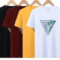 Guess2601 Cotton Nguyên Chất Phong Cách Mới Thêu Áo Thun Nữ Tay Ngắn Phong Cách Nam