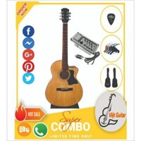 Guitar Acoustic Bình Nguyên Custom A160 – Tiếng Hay, Action thấp – Mặt vàng thông cổ điển – Bảo hành 3