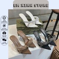 Guốc cao gót 9 phân gót nhọn quai chéo đính đá, dép cao gót hot trend mã Hd14