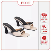 Guốc Cao Gót Nữ 7cm Phối Nơ Pixie E235