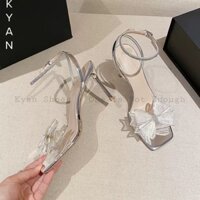 Guốc Cao Gót Nữ, Gót Nhọn 9 Phân, Giày Sandal Nữ Phối Nơ Cực Xinh, Quai Hậu Đính Đá Sang Trọng KYAN027SD