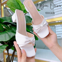 Guốc cao gót nữ quai nơ 5 phân , giày cao gót vuông 5cm mã CD115