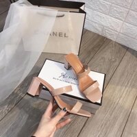 Guốc cao gót quai ngang 2 dâyHUYENANH.SHOES99 sang chảnh - Guốc Cao Gót  cao 7 phân, 4 màu đen, cafe, kem, chì
