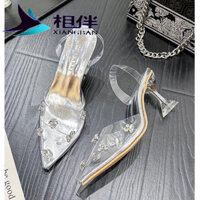 Guốc cao gót quai trong Mika đính đá, có hậu bít mũi 3 phân, guốc đính đá 7 phân|Giayxinhxinh.store