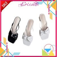 Guốc cao gót thời trang nữ gót vuông quai nơ đính đá TTN8