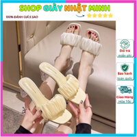 Guốc cao gót trụ 7 phân trong suốt quai ngang bèo nhún mềm êm thời trang.Ms: GUỐC NHÚN BÈO