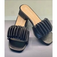 Guốc cao gót vuông 5 phân  quai ngang bèo nhún mềm êm thời trang