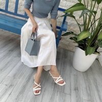 Guốc Dây Đan Cao Gót ADG4 CAO 4P 2 Màu Đen Trắng Thời Trang