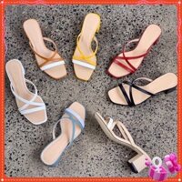 Guốc Dây Đan Cao Gót GSG4 CAO 4P 2 Màu Đen Trắng Thời Trang