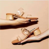 Guốc đế vuông 5 phân 2 quai mica sang chân