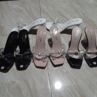 Guốc đế vuông cao 5cm, 7cm quai trong nơ tinh tế.