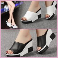 Guốc Đế Xuồng nữ cao 7p (Quai đen & Quai trắng, giá gốc 1860k SALE còn 310k, fullbox, hàng đẹp êm)