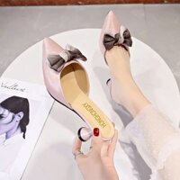 Guốc, Dép nữ cao gót 5cm nơ xinh