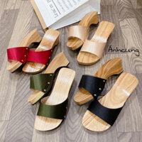 Guốc gỗ 5p quai lụa bóng - ACKids💎