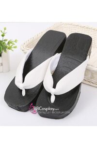 Guốc Gỗ Geta Bản Gỗ Đen Quai Trắng
