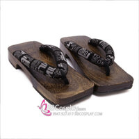 Guốc Gỗ Geta Bản Gỗ Quai Quai Nâu Vân Chữ