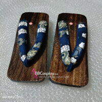 Guốc Gỗ Geta Bản Gỗ Quai Xanh Vân Mây Cho Nam