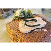 Guốc Gỗ Guốc Mộc Geta Nhật Quai Màu Xanh Rêu *** Hình Ảnh Do Guốc Mây Tự Chụp, Ảnh Thật 100% ***