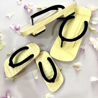 Guốc gỗ guốc mộc mẹ và bé guốc Nhật Geta kẹp xỏ ngón đen