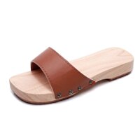 Guốc gỗ Guốc mộc nam nữ truyền thống nhẹ đẹp không trơn quai da size 35-40