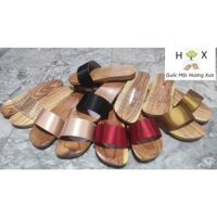 Guốc Gỗ Mộc Nam Nữ Quai Lụa Nhiều Màu ( đế cao su 2 lớp )