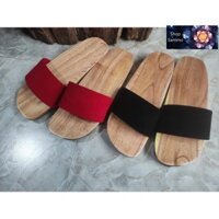 Guốc Gỗ Mộc Nam Nữ Quai Nhung 2 Lớp ( Có đóng thêm đế cao su )