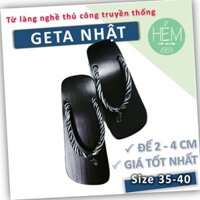 Guốc gỗ Nhật, Geta 2 phân, 4 phân quai da sọc vằn