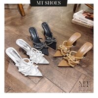 Guốc nữ cao 10cm gót ly phối quai dây đá sang chành form chuẩn đẹp lên chân siêu xinh MT Shoes GN022