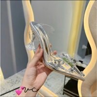 Guốc nữ cao gót quai trong đính đá sang chảnh, Giày nữ cao gót trong 6 phân MÃ N8386