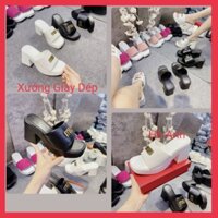 Guốc Nữ Đế Cao 8Cm Gót Vuông Siêu Nhẹ Quai Da Mềm