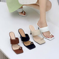 Guốc nữ guốc cao gót Shu Store xỏ ngón quai ngang cao 7cm mũi vuông thời trang cho nàng