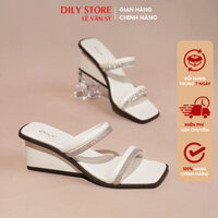 Guốc nữ quai ngang đính đá sang trọng, đế xuồng tôn dáng cao 5cm AA0509