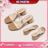 Guốc quai trong 5cm gót vuông đế gỗ quai ngang tôn dáng sang chảnh MP88