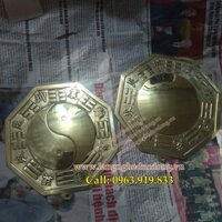 Gương bát quái bằng đồng phong thủy chấn trạch 18cm, gương cầu lồi, gương phong thủy, đồ đồng phong thủy, phong thủy nhà
