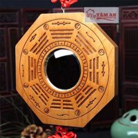 Gương bát quái cầu lồi - Gương gỗ đào tự nhiên