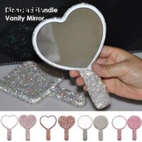 Gương cầm tay mỹ phẩm NAPKERY, Gương trang điểm hình trái tim vuông tròn đính đá, Di động có tay cầm Gương cầm tay Bling sáng bóng