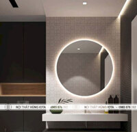 Gương cắt tóc tròn có đèn sau gương đẹp giá rẻ GCT12