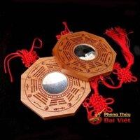 Gương cầu lõm bát quái gỗ đà.o tự nhiên  13.8cm