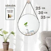 Gương dây da treo tường gương tròn trang điểm nhiều size đẹp để trang trí decor phòng khách phòng ngủ nhà tắm