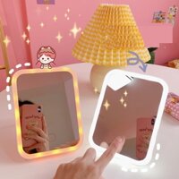 Gương để bàn đèn có LED hình chữ nhật cảm ứng với 3 chế độ sáng Uhe | Thỏ Charm