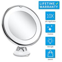 Gương để bàn phóng đại 10 lần có thể xoay 360 độ tích hợp đèn led thiết kế giác hút kèm phụ kiện